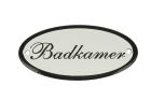 Plaque de porte ovale émaillée "Badkamer" 100x50 mm