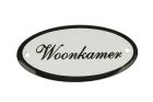 Plaque de porte ovale émaillée "Woonkamer" 100x50 mm
