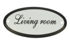 Plaque de porte ovale émaillée "Livingroom" 100x50 mm