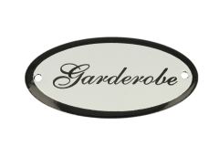 Geëmailleerd deurbordje "Garderobe" ovaal 100x50mm
