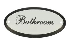 Geëmailleerd deurbordje "Bathroom" ovaal 100x50mm