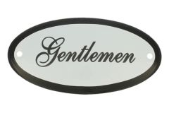 Geëmailleerd deurbordje "Gentlemen" ovaal 100x50mm