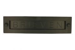 Brievenbus "BRIEVEN" messing zwart poedercoat