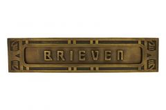 Brievenbus "BRIEVEN" messing verouderd