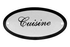 Plaque de porte ovale émaillée "Cuisine" 100x50 mm