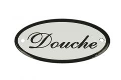 Plaque de porte ovale émaillée "Douche" 100x50 mm