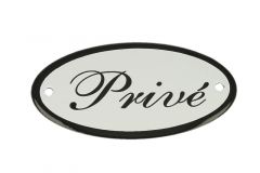 Geëmailleerd deurbordje "Privé" ovaal 100x50mm