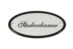 Geëmailleerd deurbordje "Studeerkamer" ovaal 100x50mm