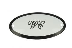 Plaque de porte ovale émaillée "WC" 100x50 mm