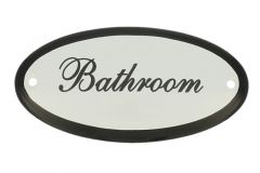Geëmailleerd deurbordje "Bathroom" ovaal 100x50mm