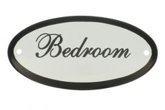 Geëmailleerd deurbordje "Bedroom" ovaal 100x50mm