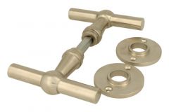 Deurklink T model "Chemin de fer" matnikkel stel