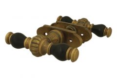 Deurklink T model kasteel messing verouderd ebbenhout stel