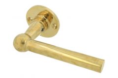 Enkele deurklink L model "Chemin de fer" ongelakt messing
