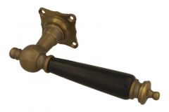 Enkele deurklink(1905) rechtswijzend messing verouderd ebben