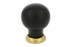 Bouton de meuble bois d'ébène laiton poli 39 mm H48 mm