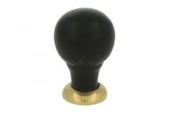 Bouton de meuble bois d'ébène laiton poli 25 mm H39 mm