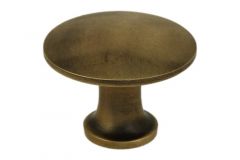Bouton de meuble laiton patiné petit Ø 23 mm H16 mm