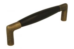 Poignée de cuisine laiton patiné bois d'ébène, entraxe 128mm