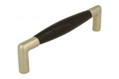 Poignée de cuisine nickel satiné bois d'ébène, entr. 128 mm