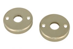 Rosace ronde en nickel satiné, paire (vis relieuse)