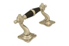 Handgreep 130mm sierlijk verkropt matnikkel ebbenhout (1895)