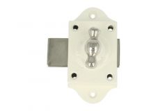 Slotje voor kast/raam/deur wit met messing vernikkeld knop