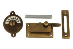 Vacant-Engaged toiletslot 70×39mm messing verouderd
