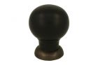 Bouton de meuble bois d'ébène laiton patiné 39 mm H48 mm