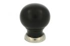 Bouton de meuble bois d'ébène laiton nickelé 39 mm H48 mm