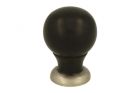 Bouton de meuble bois d'ébène nickel satiné 25 mm H39 mm