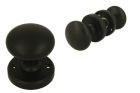 Bouton de porte double rond laiton noir sur rosaces rondes