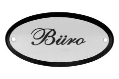 Plaque de porte ovale émaillée "Büro" 100x50 mm