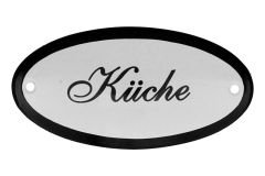 Plaque de porte ovale émaillée "Küche" 100x50 mm