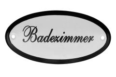Plaque de porte ovale émaillée "Badezimmer" 100x50 mm
