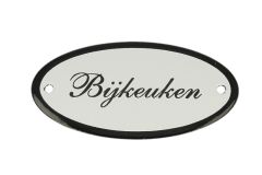 Geëmailleerd deurbordje "Bijkeuken" ovaal 100x50mm