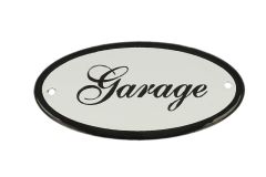 Plaque de porte ovale émaillée "Garage" 100x50 mm