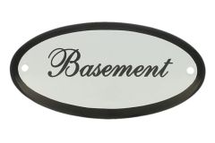 Plaque de porte ovale émaillée "Basement" 100x50 mm