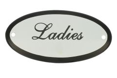 Plaque de porte ovale émaillée "Ladies" 100x50 mm