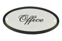 Plaque de porte ovale émaillée "Office" 100x50 mm
