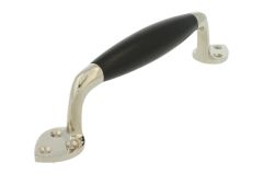 Deurgreep 185mm messing vernikkeld ebbenhout (1935)