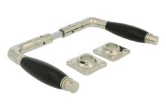 Deurklink messing vernikkeld ebbenhout stel (1926) +rozetten