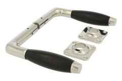 Deurklink strak model messing vernikkeld ebbenhout stel