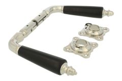 Deurklink messing vernikkeld ebbenhout stel (1905)