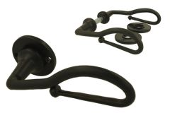 Béquilles de porte en fer forgé noir sur rosaces rondes