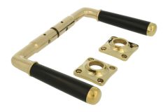 Deurklink ongelakt messing ebbenhout stel (1918)