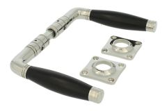 Deurklink (1926) messing vernikkeld ebbenhout stel