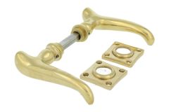 Deurklink ongelakt messing stel (1909)