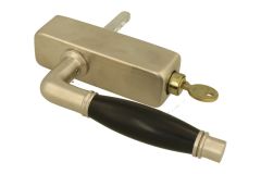 Poignée de fenêtre à clé (1926) nickel satiné bois d'ébène