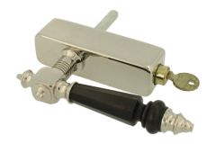 Draaikiep greep met slot (1890) messing vernikkeld hoorn